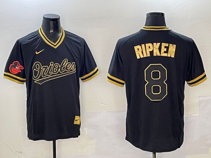 Men Baltimore Orioles 8 Ripken Black Gold Game 2025 Nike MLB Jersey style 6